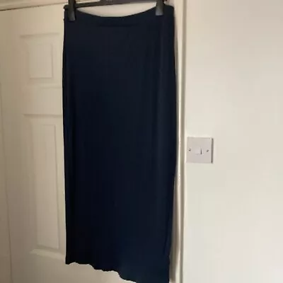 M&S Collection Cotton Pull On Navy Blue Maxi Tube Skirt Stretch Size 18 Long New • £16