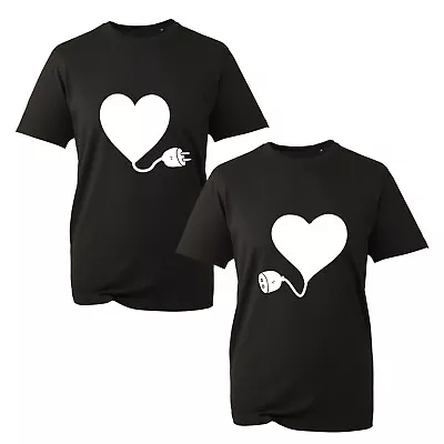 Heart Switch Couple T-Shirts Valentines Day Funny Love Gift Unisex Adults Tops • £10.99