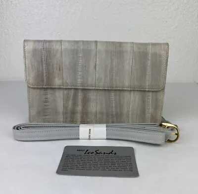 VTG Lee Sands Grey Eel Skin Leather Zip Around Clutch Organizer Wallet W Strap • $40.49