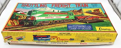 Vintage Cragstan Tin Shuttling Freight Train  Original Box Battery Operated • $64