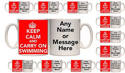 KEEP CALM AND CARRY ON PERSONALISED MUG AND COASTER (SP4) 11oz + 15oz GIFT • £8.99