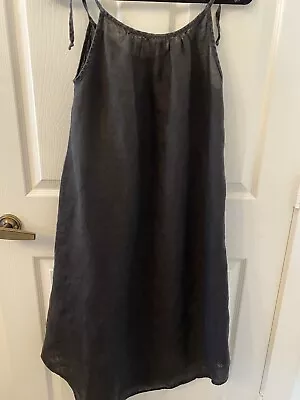 Black Linen Maxi Dress Made In Mexico Adjustable Straps One Size • $12