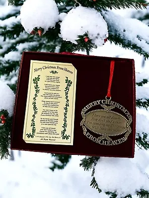 John W. Mooney Jr.  MERRY CHRISTMAS FROM HEAVEN Pewter  Ornament  Vintage 1990 • $15