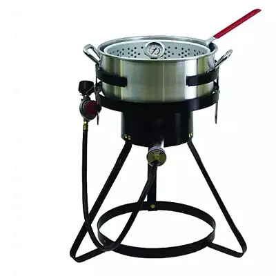 10 QT Aluminum Pan And Basket Propane Fish And Chicken Fryer With Steel Stand • $95