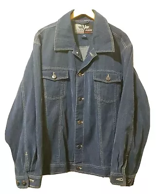 Veezo Wear Jacket Mens M Denim Blue Button Front Corduroy Pockets Cotton • $33.99