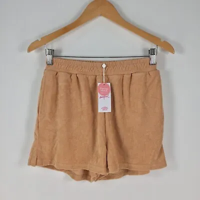 NEW Supre Womens Shorts Size XS Brown Honey Stretch Terry Towelling 025450 • $8.22