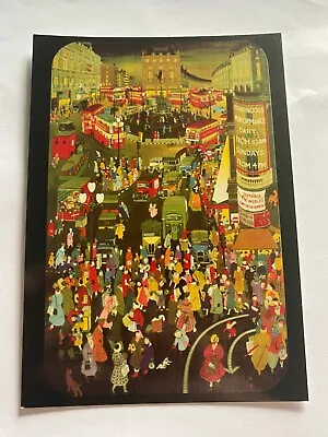 London Transport Poster Postcard Winter Piccadilly Circus 1950 Artist Molly Moss • £4.95