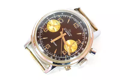 Unichron Swiss Watch Golden Panda Valjoux 7733 Mechanical Chronograph Wristwatch • $699.30