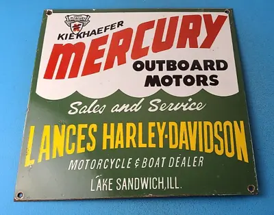 Vintage Mercury Outboards Porcelain Gas Marine Harley Davidson Motorcycles Sign • $145.47