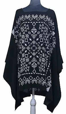Maggie Barnes Women Black Kimono 5X Plus Geometric Print Cruise Vacation • $29