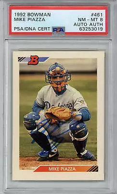 1992 Bowman #461 Mike Piazza RC Dodgers Signed Auto PSA/DNA PSA 8 NM-Mint • $160