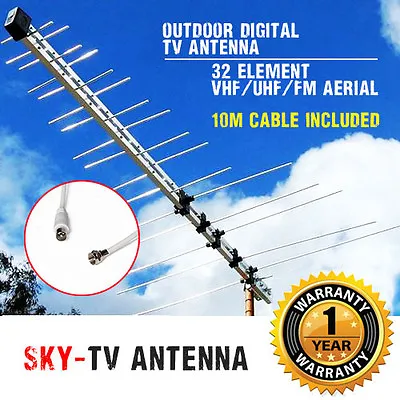 $42.90 • Buy New TV Antenna 32 Element Log Periodic Outdoor UHF VHF FM HDTV Digital Aerial