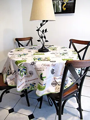 FRENCH PROVENCAL STYLE 71  ROUND TABLECLOTH OLIVES Of PROVENCE POLYESTER • $28.50
