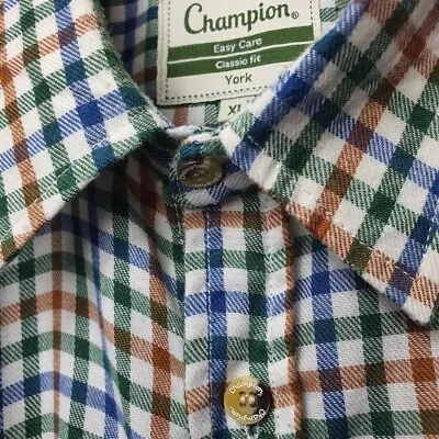 Vintage Champion Longsleeved Gingham Style Shirt. Classic Fit Outdoors County XL • £0.99
