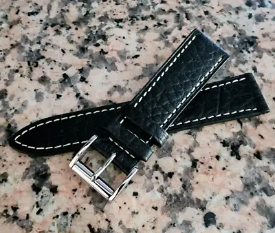 22mm Black Buffalo Embos Genuine Leather Interchangeable EZ-PIN Watch Band Strap • $11.35