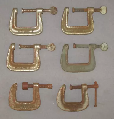 Lot Of 6 Vintage C-Clamps Malleable Iron 1  Brownie No 44 1.25  Clamp • $23.99