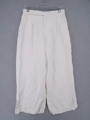 $16.99 • Buy Zara Pants Womens Size L Large White Wide Leg Linen Blend Business Casual