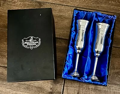 Mullingar Pewter Finest Grade Claddagh Irish Wedding Champagne Toasting Flutes • $59.49