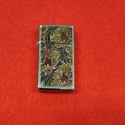 $45 • Buy Zippo Windproof - Slim Chrome Lighter With Fusion Floral Design - Year: 2022