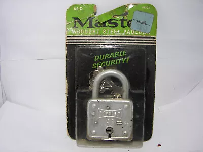 NOS Vintage 1951 Master Lock Co Padlock No 66 - D On Card --  SEE PICTURES • $12.99