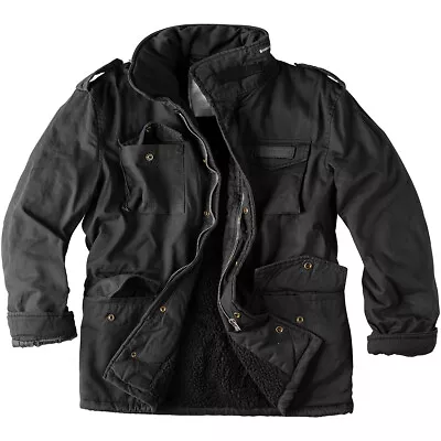 Surplus Army Paratrooper Mens Winter Field Jacket Military M65 Coat Black Washed • $237.55
