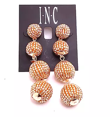 INC International Concept Gold Tone Sparking Paved Dangle/Drop Earrings • $10.50