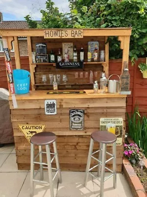 Garden Bar Tiki Bar Man Cave Shed Bar Wooden Bar • £279