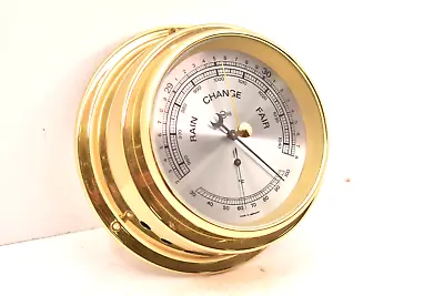 BARIGO Vintage SHIP'S Brass Barometer GERMANY Thermometer Weather Station 5.75  • $95.33