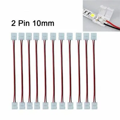10x Led Strip Light Connector Smd 5050 5630 Double 2 Wire 10mm Pcb Board Adapter • $6.17