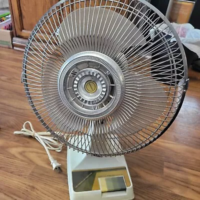 Galaxy 2150 Vintage Electric Fan 12-INCH Oscillating 3 Speed 1980s Amber Blades • $69.30