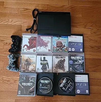 Sony PlayStation 3 Console PS3 Super Slim 500GB With 12 Games 2 Controllers • $158.99
