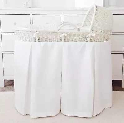 Pottery Barn Kids WHITE Baby Bassinet Skirt + Bumper EUC • $60