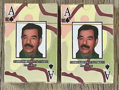 2 Vtg.  Saddam Hussein PLAYING CARDS Al-Tikriti Most Wanted Iraq War TWO SEALED • $14.99