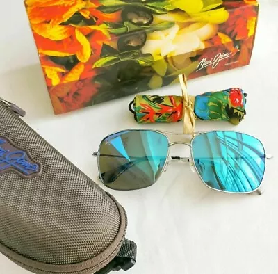 New Maui Jim WIKI WIKI Blue Hawaii Silver Sunglasses 59mm  B246-17 • $190