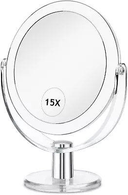 Vanity Mirror Makeup Mirror With Stand 1X/15X Magnification Double Sided • £8.39
