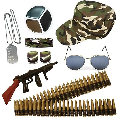 Army Fancy Dress Military Camo Accessories Mens Ladies Costume Stag Hen Party  • £3.49