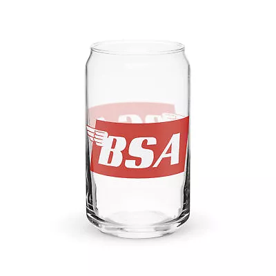 BSA Red Block Logo Moto Can-shaped Drinking Glass Vintage MX Motorcycle • $20