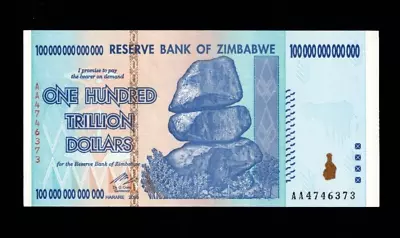 Zimbabwe 100 Trillion Dollar Banknote. Genuine AUNC AA Serial Number UV Checked • £115.95