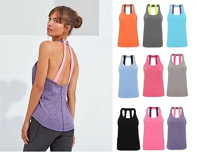 Womens TriDri® Performance Fitness Running Yoga Strap Racer Back Vest Tee Top • £8.92