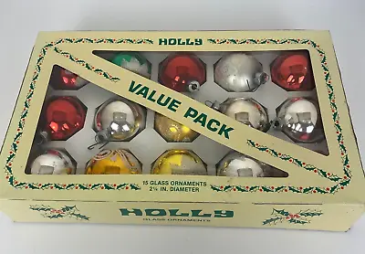 Vintage 1 Box Pyramid Ornaments Multicolor Glass Christmas 15 USA Frosted 2 1/4  • $17.21