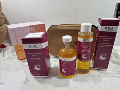 £49.99 • Buy REN Skincare Moroccan Rose Otto Bath Duo New Full Size Rose Body Oil & Bath Oil 