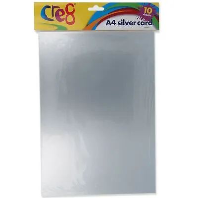 SILVER METALIC PAPER A4 Sheets 10 Pack 200gsm Gift Card Making Crafting Art UK • £4.11