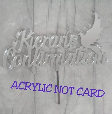 £6.49 • Buy Personalised Confirmation Cake Topper ACRYLIC NOT CARD Mirrored Silver Religious