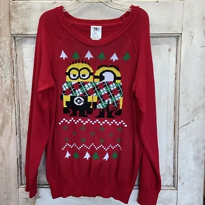 Christmas Minion Sweater Womens Large Despicable Me Red Scarf Party • $24.99