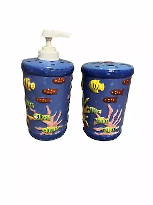 Cathie Manie Toothbrush Holder And Soap Dispenser Nautical Themed Vintage • $28