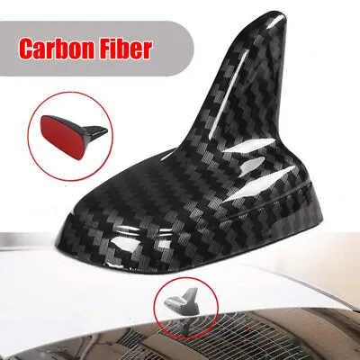 Black Carbon Fiber Look Car Roof Aerial Shark Fin Style Antenna Decor Auto Parts • $8.78