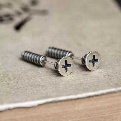 Mens Womens Sterling Silver Biker Nail Ear Jacket Screwed Stud Earring A1551 • $12.99