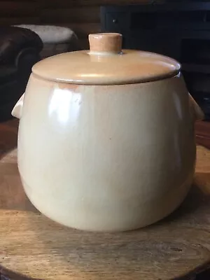 La Solana Bean Pot With Lid Pottery Yellowish Beige VTG • $25