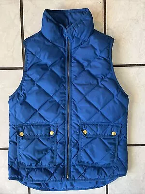 J Crew Womens  Excursion Quilted Down Puffer Vest Zipper Royal Blue XS • $14