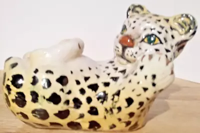 Vintage Majolica Hand Painted Terra Cotta Leopard Cub • $59